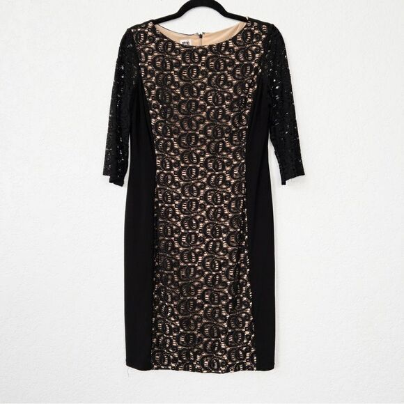 Anne Klein Black Modest Lace Front Dress Size 8 - Picture 1 of 7